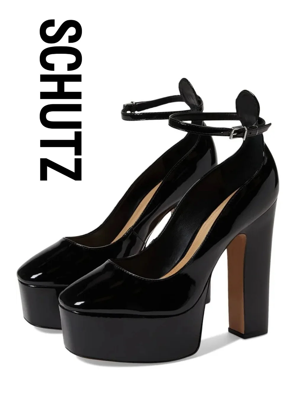 Schutz - Renee Black Patent Platform Pumps - Size 8.5m